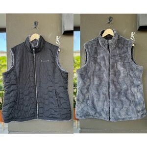 VEST FREE COUNTRY WOMEN’S XXL BLACK STRATUS LITE REVERSIBLE FAUX FUR SHERPA ZIP